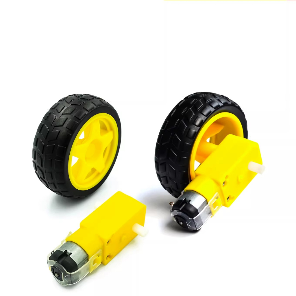 智能小車底盤 機器人輪胎+直流減速電機 套裝 車輪 輪子 馬達