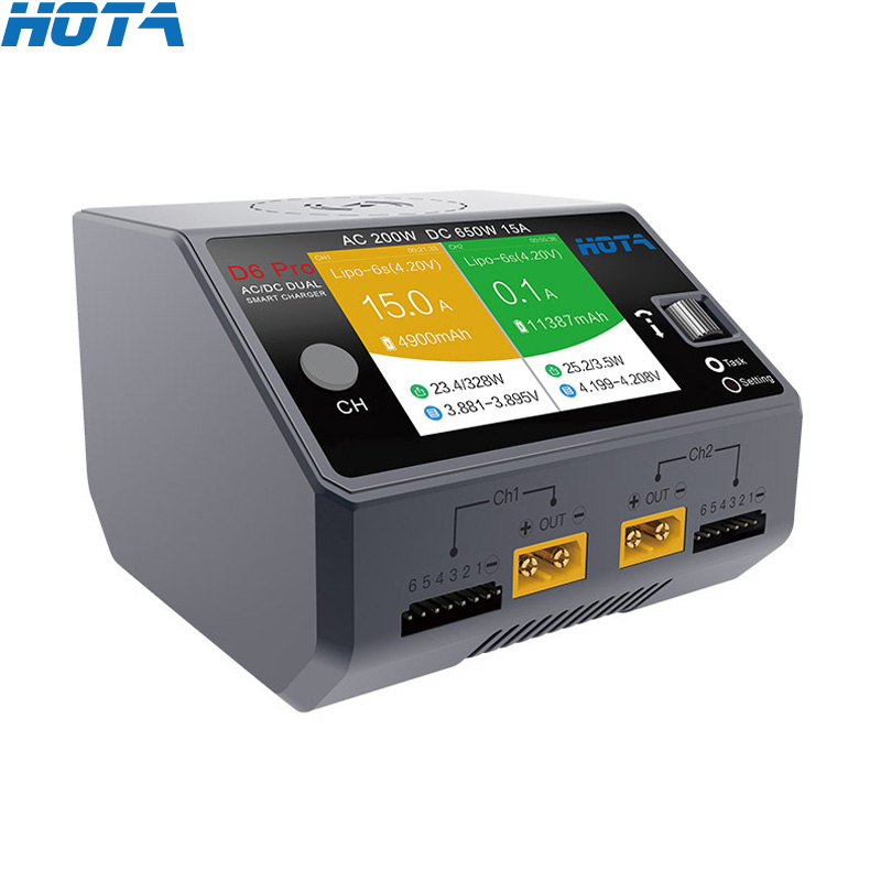 Hota D6 Pro 黑色 AC 200w DC 2x325w /15a 通道智能電池充電器放電器 Lipo 充電器用