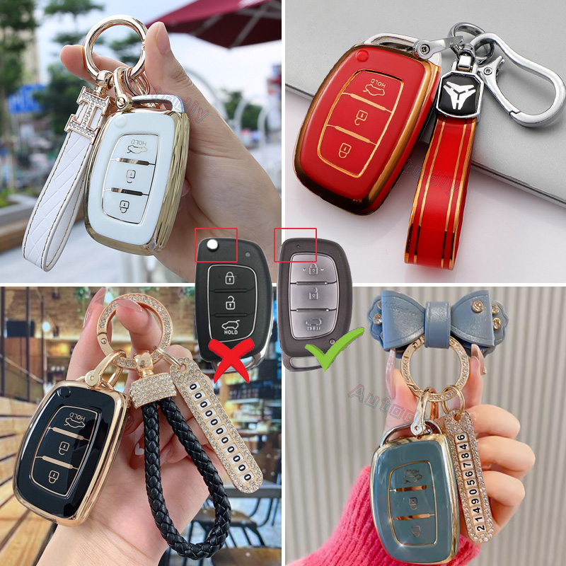 HYUNDAI 現代 Creta 2021 Tucson L Genesis 的現代汽車智能鑰匙包鑰匙套外殼鑰匙扣(智能
