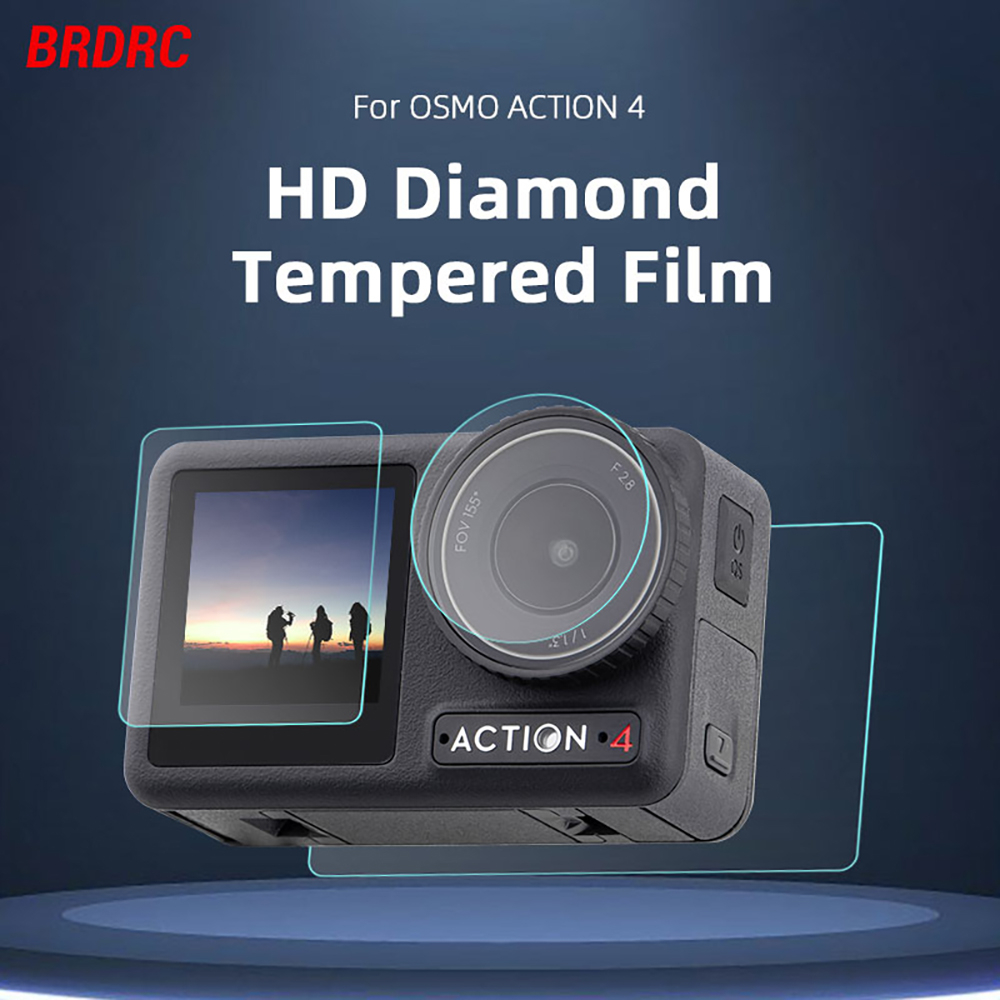 2 套鋼化玻璃適用於 DJI Action 4 鏡頭保護防刮膜適用於 DJI Osmo Action 4 相機屏幕保護膜