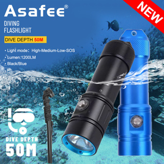 現貨商品asafee AF17D潛水手電筒XM-L2 LED超亮釣魚狩獵手電筒1200LM水下50M手電筒IPX8防水