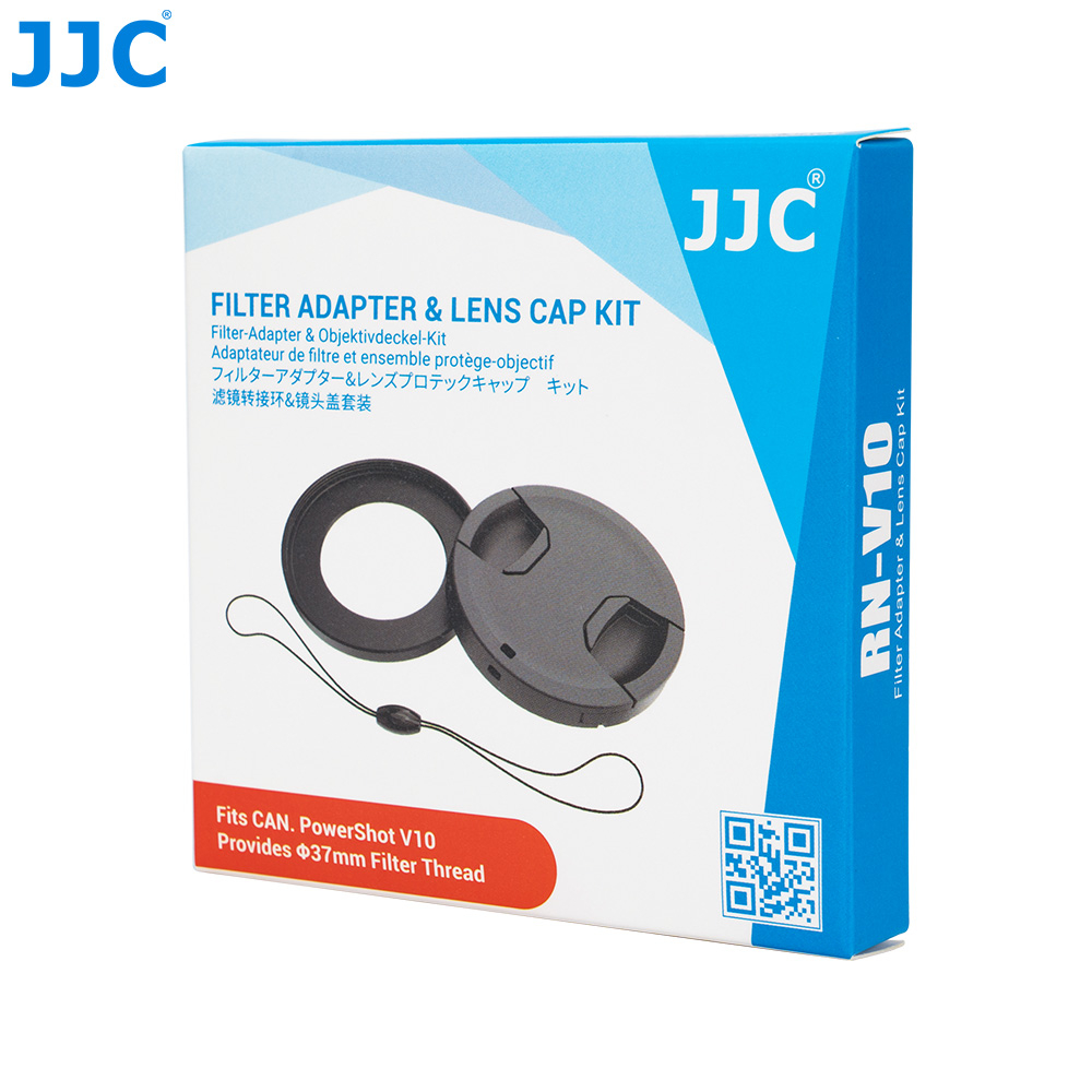 JJC 相機濾鏡轉接環和鏡頭蓋套組 Canon PowerShot V10 鏡頭安裝 UV ND CPL 等37mm濾鏡