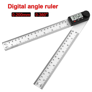 0-200mm透明數顯角度尺量角器直角尺木工尺角度測量儀360度角尺