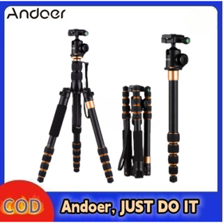 Andoer 便攜單眼相機穩定三腳架 攝影攝像鋁合金腳架 5節伸縮 可拆成獨腳架 帶收納包 最大承重5kg