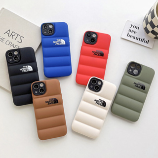 3d North Face 二合一手機殼適用於 iPhone 15 Pro Max 15Plus 奢侈品牌羽絨羽毛防震軟