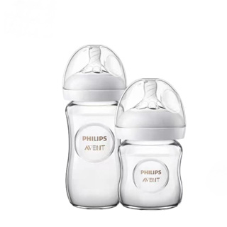 正品飛利浦新安怡嬰兒天然寬頸玻璃奶瓶帶親膚奶嘴 125ml/4oz 240ml/8oz