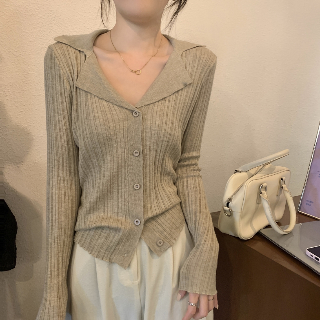 秋季韓版氣質單排扣設計感6羊毛針織長袖女小外套上衣外套