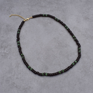 黑色綠色天然石珠項鍊女士男士簡約簡約領項鍊首飾