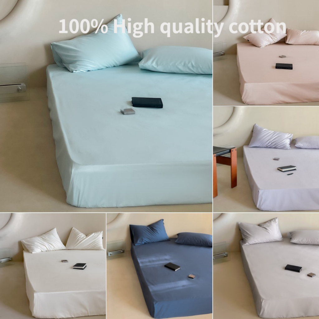 高品質長絨棉宿舍床包組 100%棉 純棉床包 全棉床包 白色床包 莫蘭迪床包組 雙人/加大雙人床包枕頭套 精梳棉床包