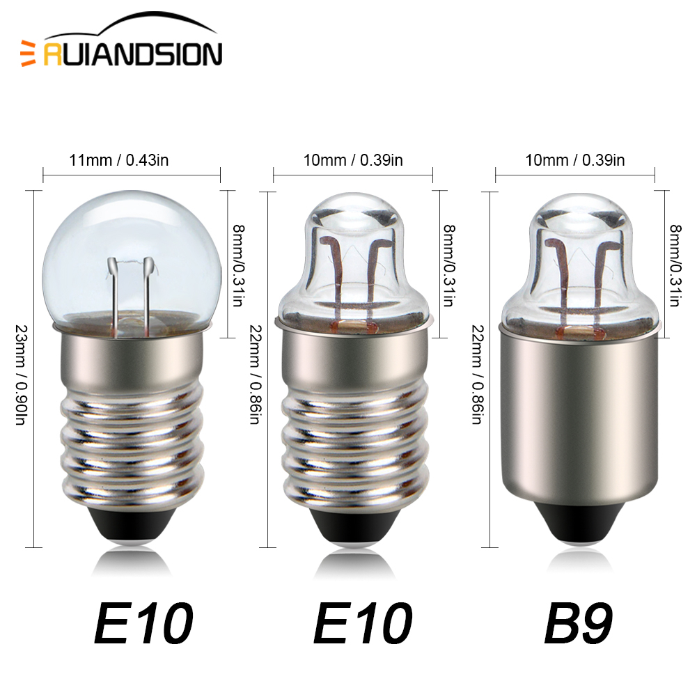 4 件 Ruiandsion B9 卡口 E10 螺絲燈泡底座 1.2V 1.1V 1.5V 暖白色用於迷你儀器指示燈醫
