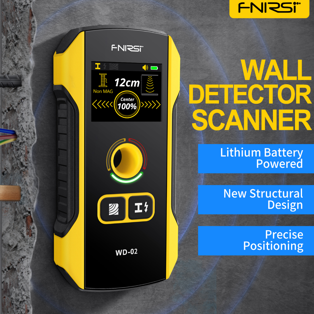 Fnirsi WD-02 牆壁探測器螺柱探測器定位孔 TFT 顯示屏 AC 火電纜線金屬木螺柱牆壁掃描儀