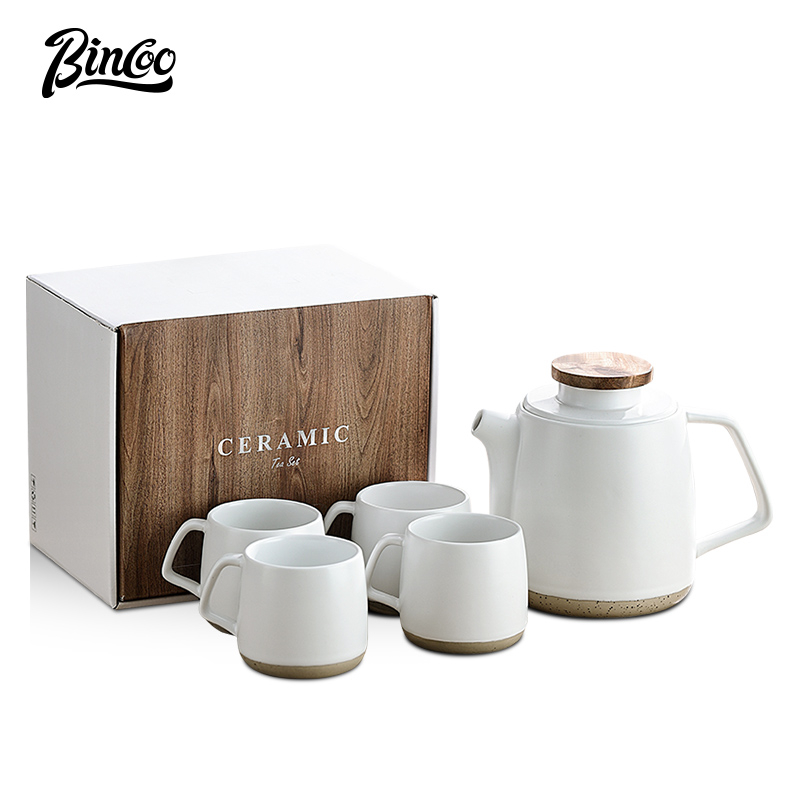 BINCOO 陶瓷茶壺套裝 家用茶杯具 客廳泡茶組合整套 辦公室功夫現代茶具 850ML