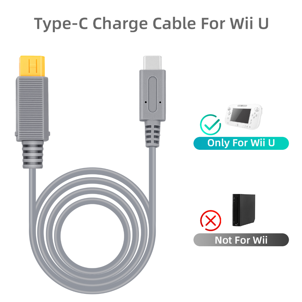 Mcbazel Wii U主機Type C充電線 2 米 灰色