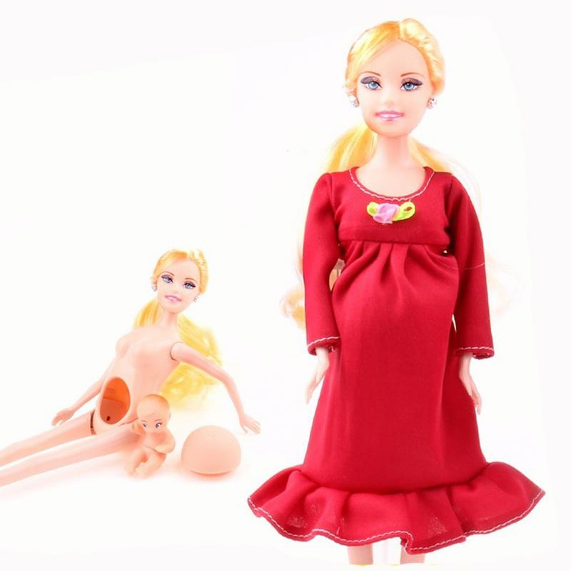 嬰兒玩具懷孕娃娃套裝孕婦娃娃套裝娃娃肚子裡有寶寶芭比娃娃兒童玩具益智玩具