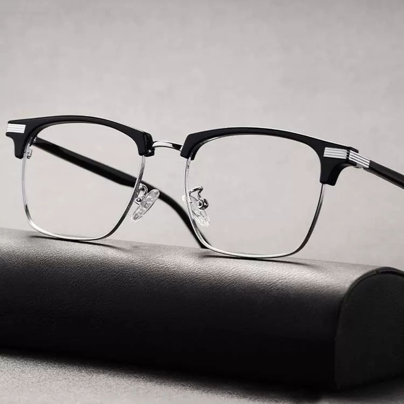 韓國設計鈦合金眼鏡框男女通用複古藝術眉眼鏡框男女時尚平面鏡片板腳眼鏡a2181