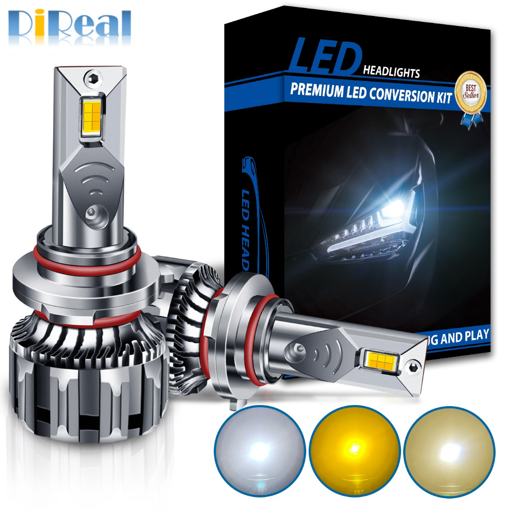 Direal 智能三色 LED 燈 汽車大燈 LED H4 H1 H3 H7 H11 9005 9006 3種變色 霧燈