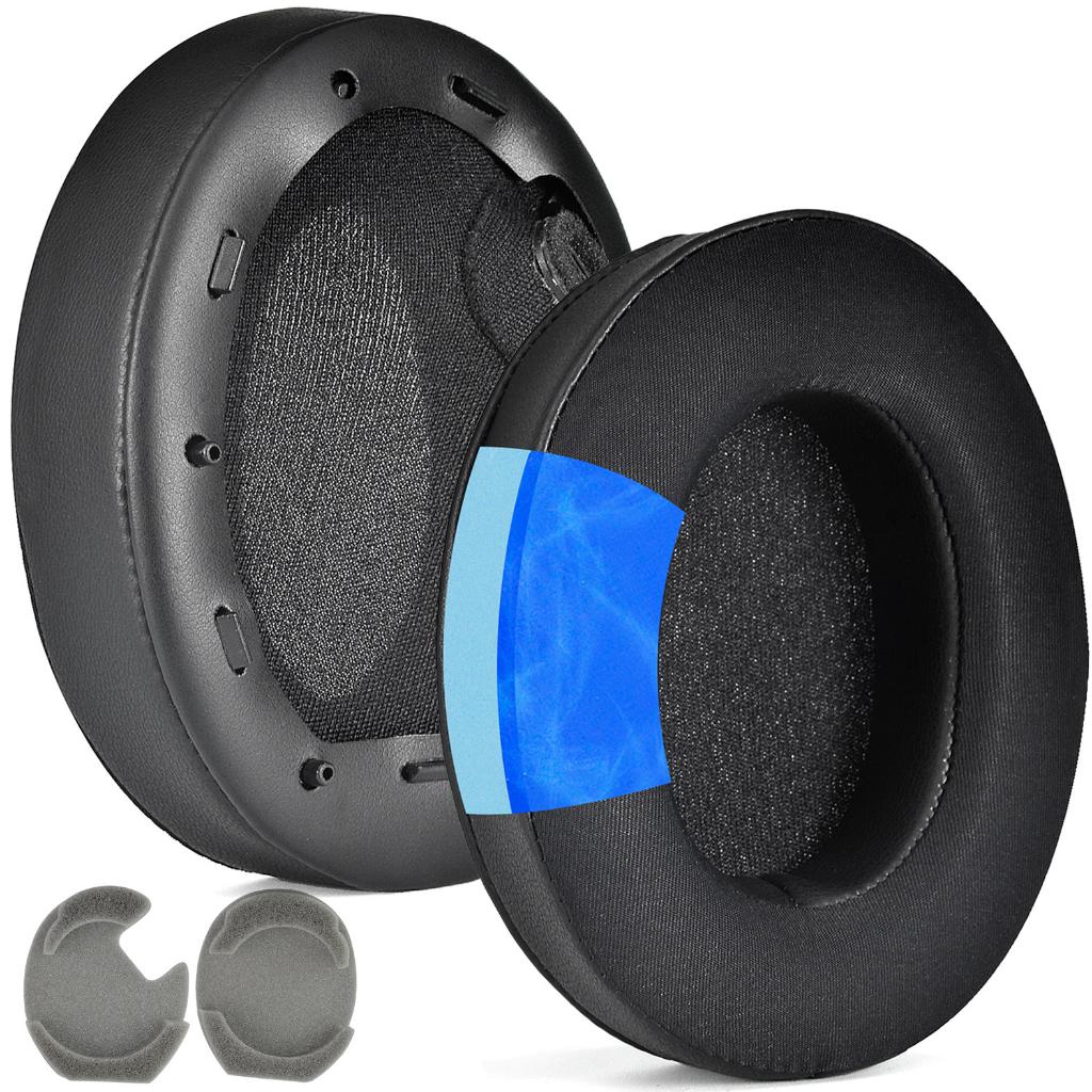 黑色替換耳墊冷卻凝膠耳墊高密度隔音泡沫墊適用於索尼 WH-1000XM4 (WH1000XM4) 耳機