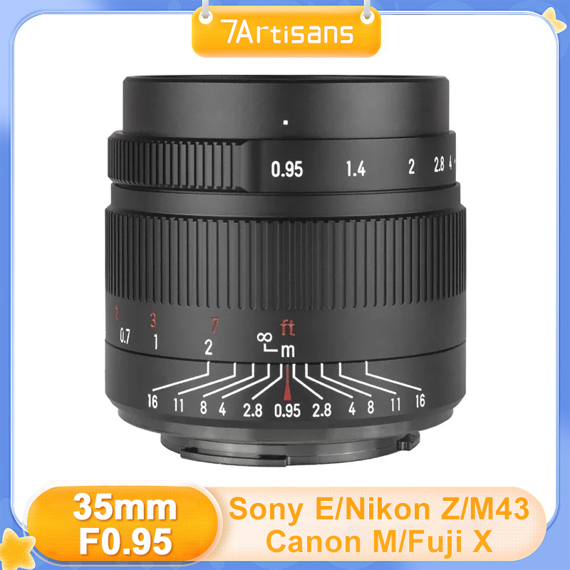 7artisans 35mm F0.95 大光圈人像鏡頭適用於索尼 E/Fuji/佳能 Eos-M/尼康 Z/M43 卡