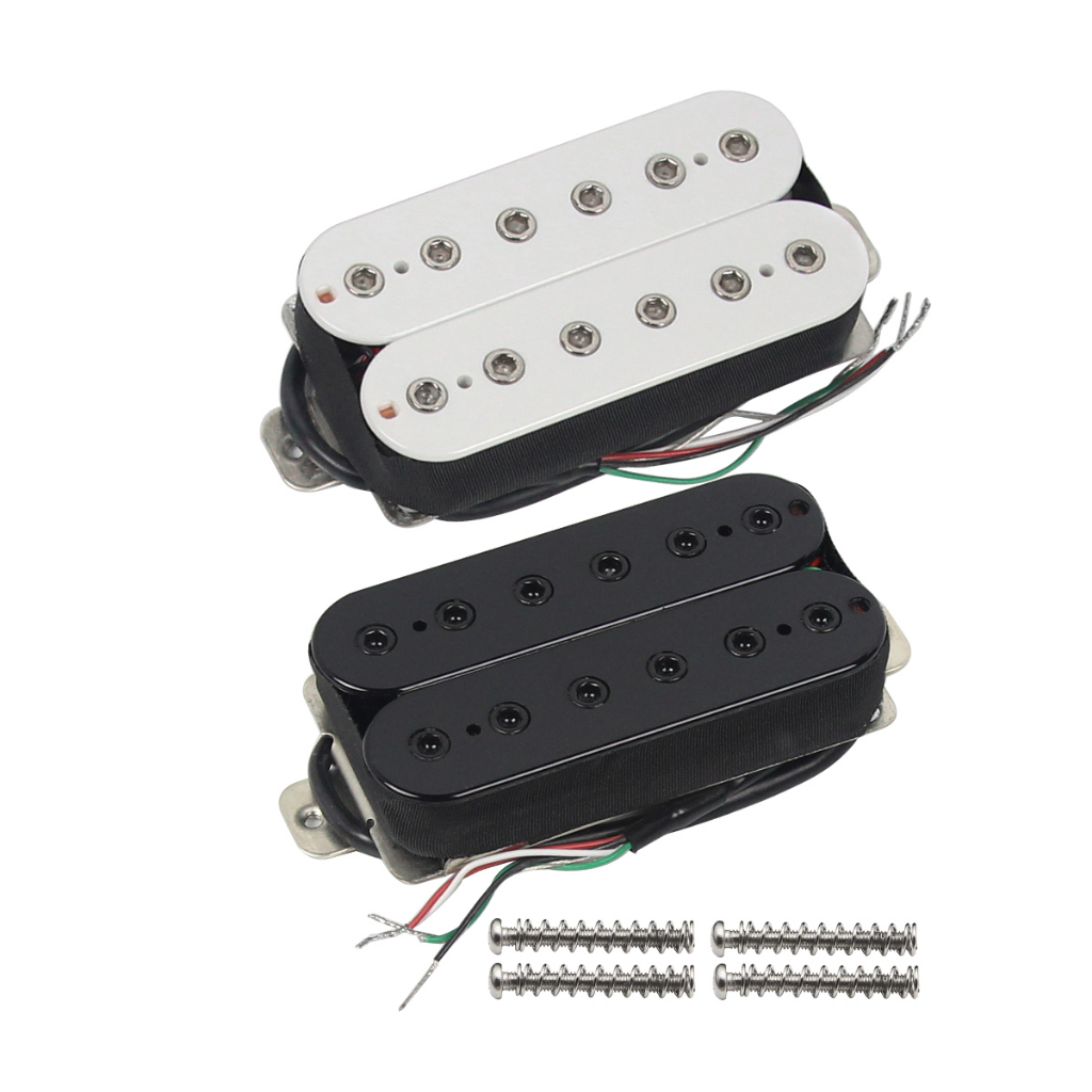 Fleor Alnico 5 雙線圈拾音器雙線圈電吉他拾音器,用於吉他零件,黑色/白色