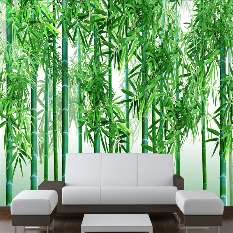 定制綠色新鮮壁畫竹林風景牆紙書房餐廳沙發電視背景裝飾牆紙
