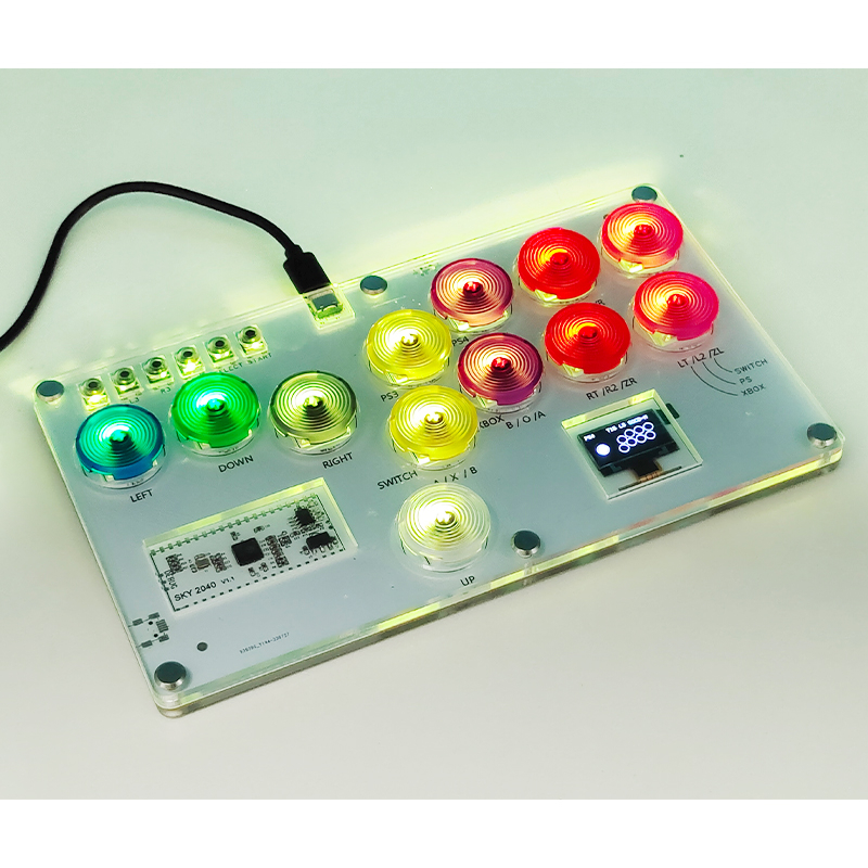 七彩主打盒帶燈街機搖桿編碼器控制器 Xinput/Dinput Mini Hitbox 用於戰鬥搖桿格鬥遊戲