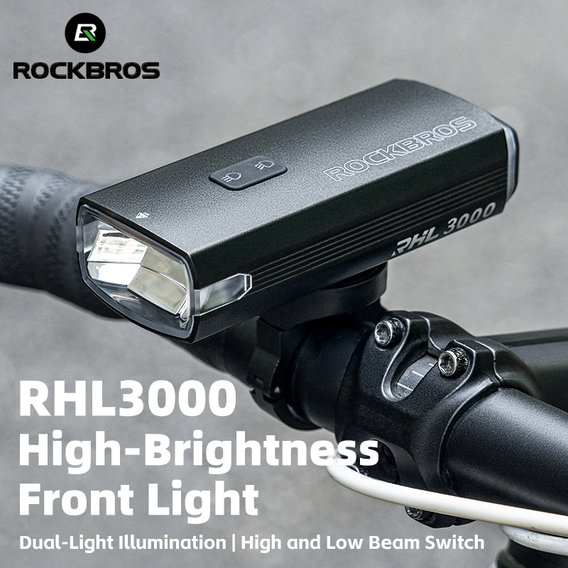 ROCKBROS 自行車頭燈 Usb 可充電 3000 流明燈夜間山地車手電筒自行車前燈防水燈