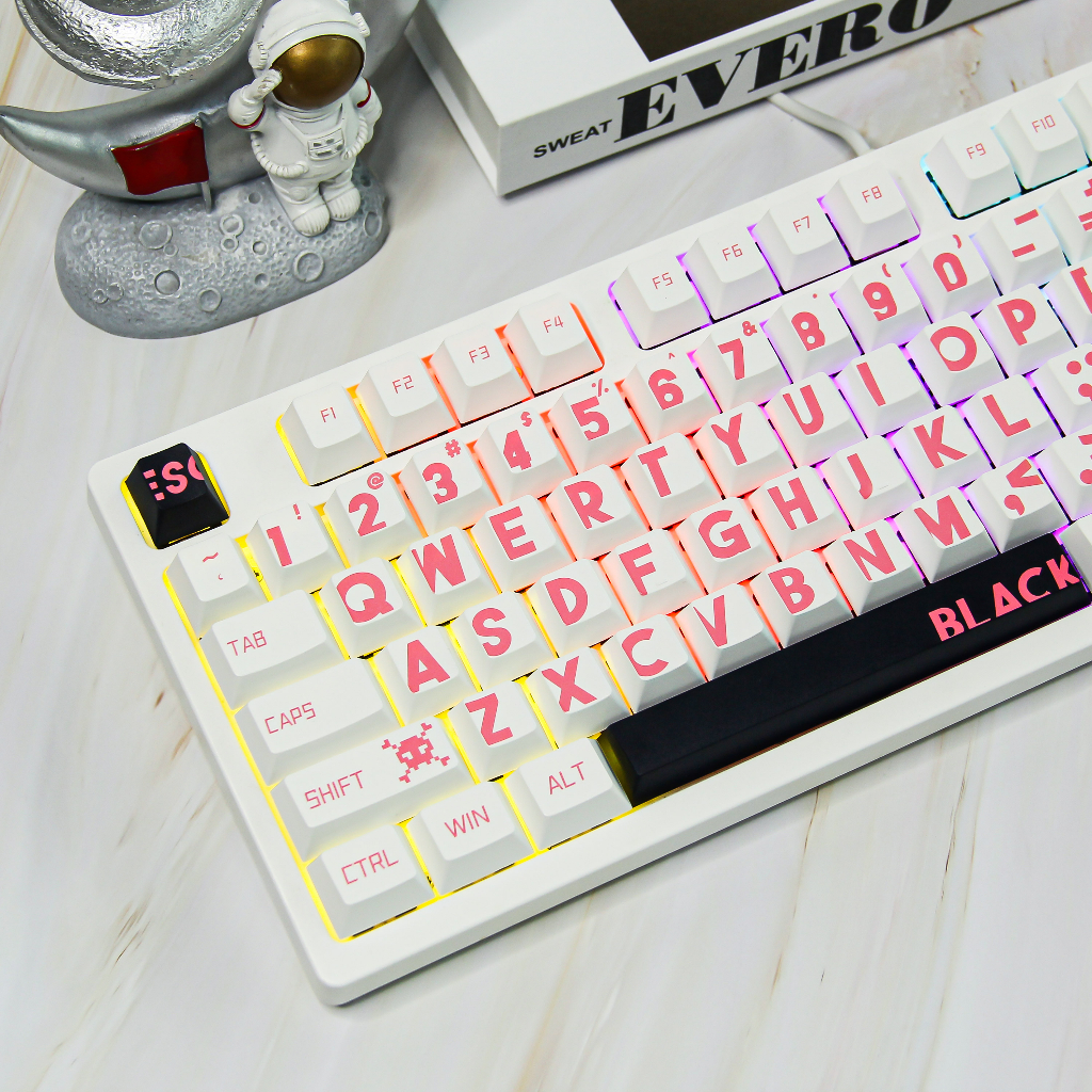 Zifriend粉色大字母主題鍵帽133鍵櫻桃pbt機械鍵盤鍵帽