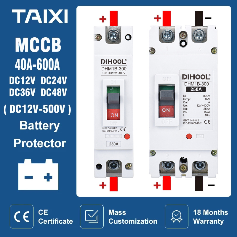 Dc12v 24V 36V 48V 96V 120V DC mccb 斷路器 100A 200A 300A 400A 5