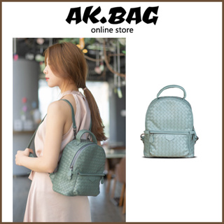 【AK.BAG】新款菱格編織後背包 女生包包 女款小背包 休閒旅行女包 多功能通勤包 羊皮包包 9006
