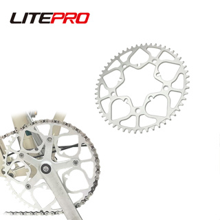 Litepro 折疊自行車空心鏟形圓形鏈輪 52T/54T 正負齒輪 130BCD 銀色鏈輪 130g 適用於 brom