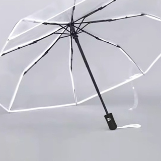 【客製化】【雨傘】小清新 白色8骨 透明網紅款 雨傘 全自動 三折雙人 加大訂製logo 廣告傘