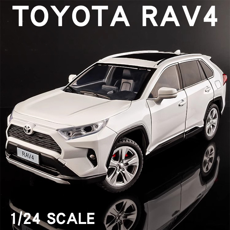 豐田 壓鑄汽車 1:24 TOYOTA RAV4 模型汽車合金壓鑄玩具車門可打開汽車卡車模擬聲光兒童