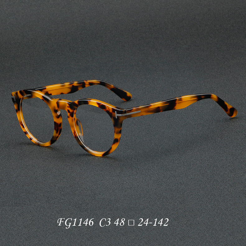 復古光學眼鏡框男士女士貓眼圓盤眼鏡框男女通用複古眼鏡 1146