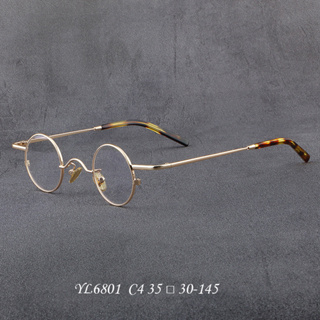 日本設計復古眼鏡框小圓框光學純鈦眼鏡框個性眼鏡6801
