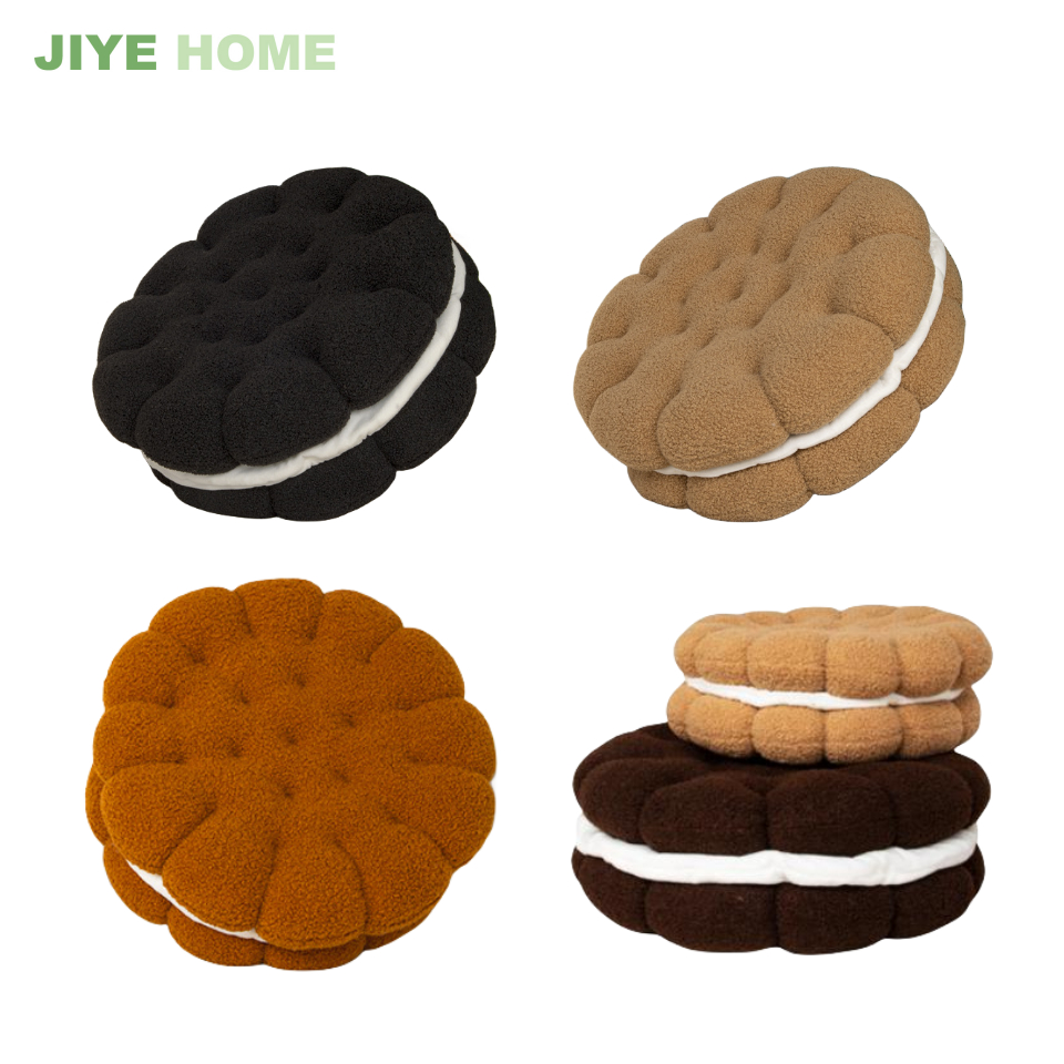 Bantal Kusyen 蓬鬆毛絨奧利奧餅乾餅乾抓絨靠墊抱枕沙發辦公椅座椅軟毛絨玩具 Ins 可愛風格家居客廳裝飾