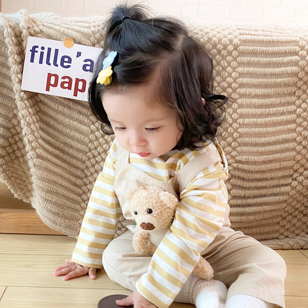 Sanlutoz 秋季長袖嬰兒連身衣 可愛小熊男女通用服裝條紋休閒純棉