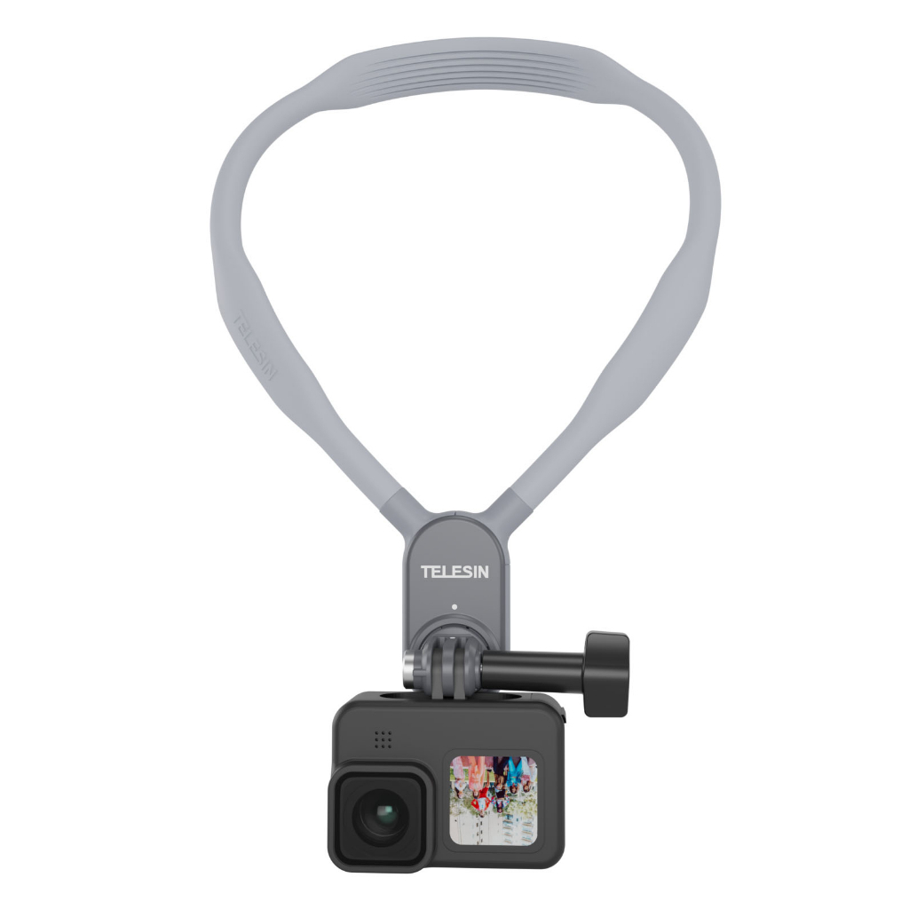TELESIN 矽膠掛脖 GoPro 免提頸帶 360 度手機支架適用於 Gopro 12 11 10 9 8 7 手機