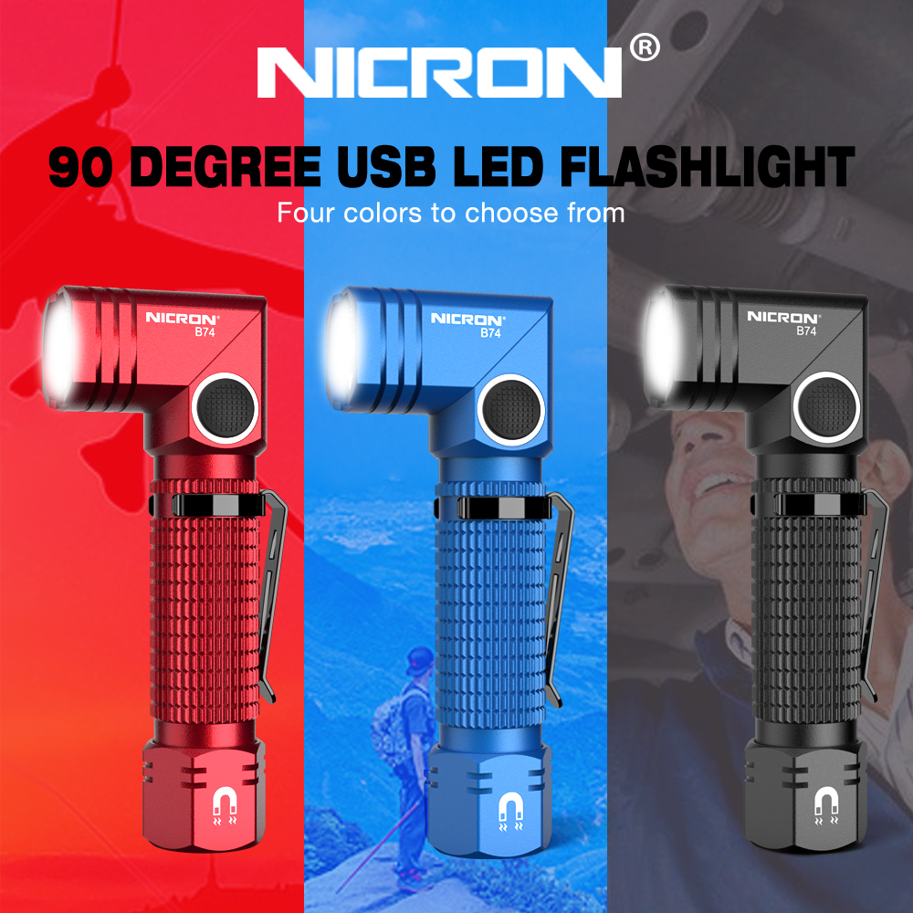 Nicron LED 手電筒 B74 免提雙燃料 90 度扭轉旋轉夾 700流明 防水照明 LED 手電筒