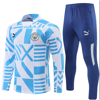2022-23 M-city 藍色半拉鍊男式足球運動服訓練服頂級品質 1:1