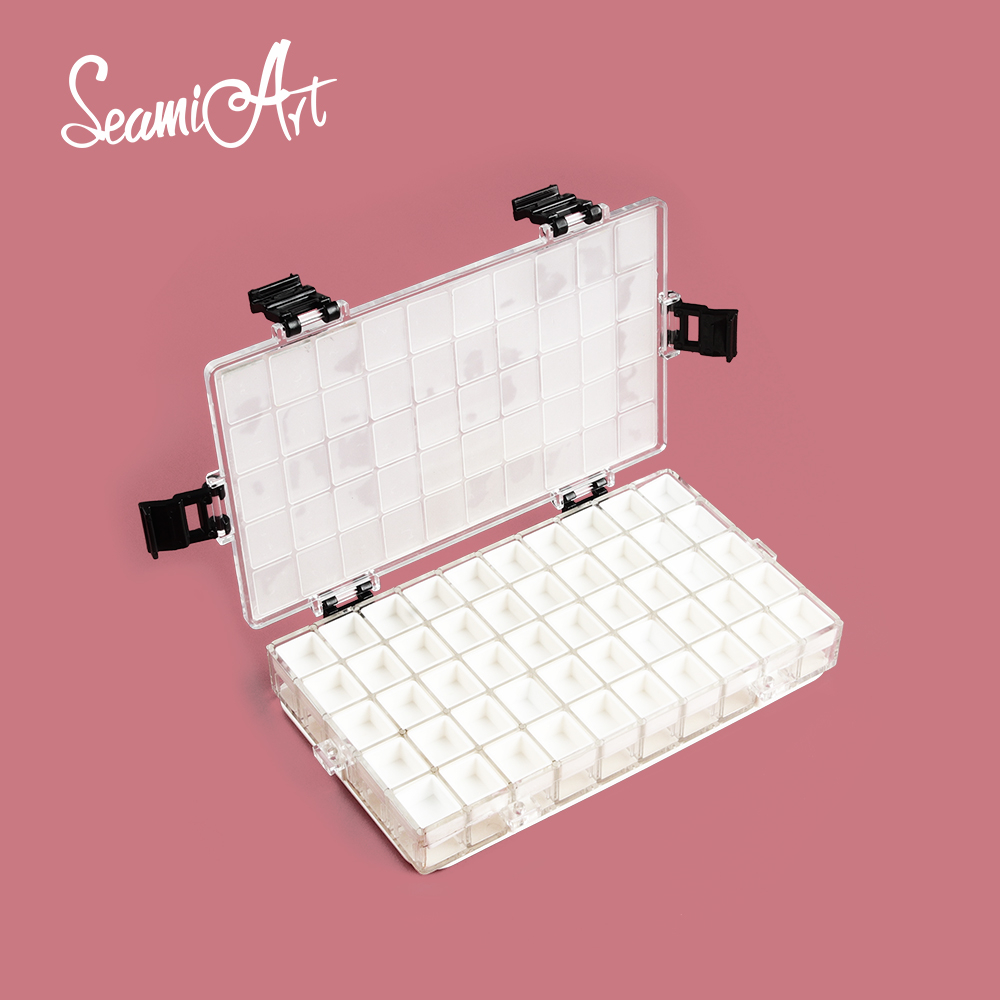 SeamiArt 36/50 網格密封保濕調色盒【西米藝術】帶半塊 水彩 丙烯 密封顏料盒 調色盒