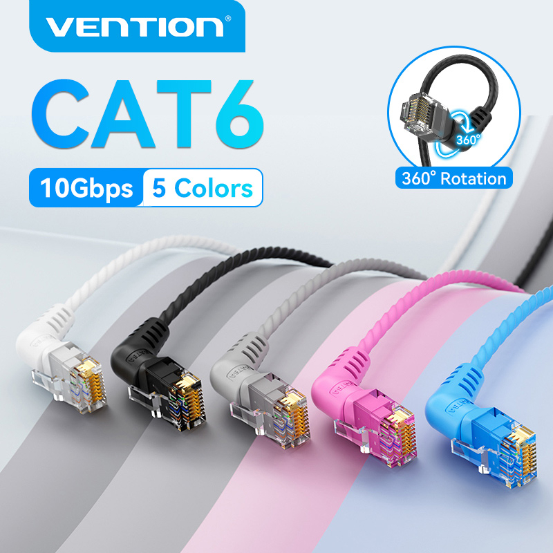 Vention Cat6A 以太網電纜貼片 UTP 10Gbps 網絡性能直角超薄 LAN 電纜,適用於筆記本電腦