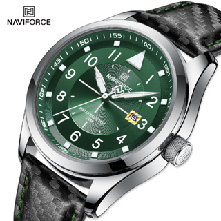 Naviforce 8022 男士運動手錶男士石英休閒時鐘時尚男皮革錶帶防水軍用手錶
