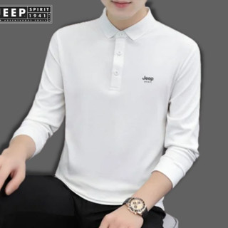 Jeep SPIRIT 1941 ESTD 男士長袖秋季翻領上衣男士商務 POLO