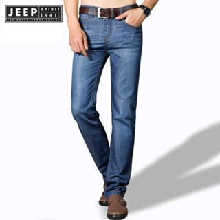 Jeep SPIRIT 1941 ESTD男士牛仔褲休閒直筒彈力時尚經典藍色工作牛仔長褲男品牌服裝