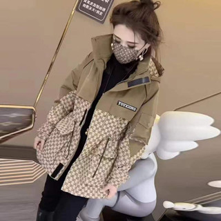風衣外套女 新款拼色 長袖連帽 大尺碼S-4XL 40-100公斤
