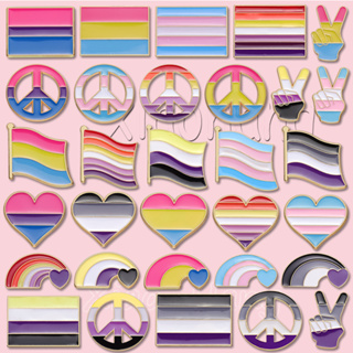 彩虹旗琺瑯別針 Asexual Bisexual Heart LGBTQ 胸針 Rainbows Pride Pin 翻