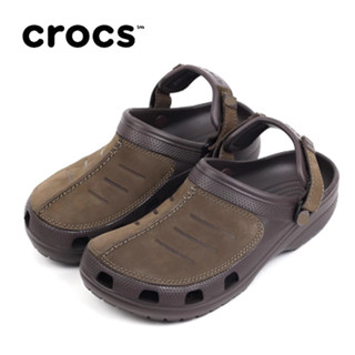 Crocs尤肯男士戶外休閒牛皮沙灘鞋和涼鞋 203261