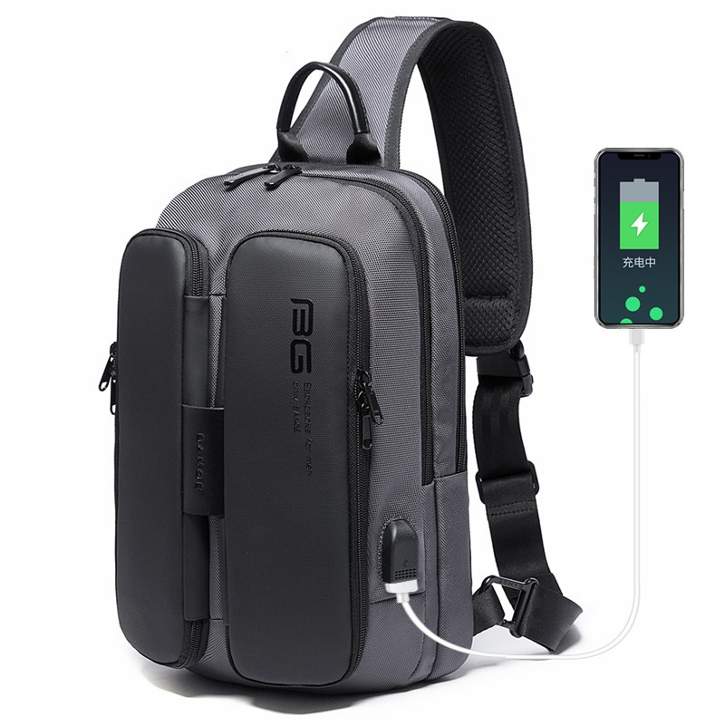 現貨 多功能胸包 大容量多隔層多口袋側背包 肩背包 斜背包 USB外置充電