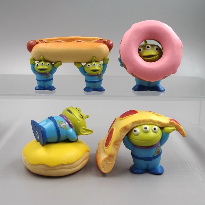 現貨 4款整套 迪士尼 玩具總動員 Toy Story 三眼仔 外星人 披薩熱狗甜甜圈Q版公仔人偶模型玩具手辦擺件娃娃