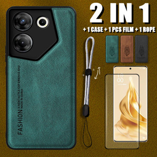 豪華皮套 2 合 1 適用於 Tecno Camon 20 Pro 5G CK8n 帶陶瓷螢幕保護膜和可調節手機掛繩